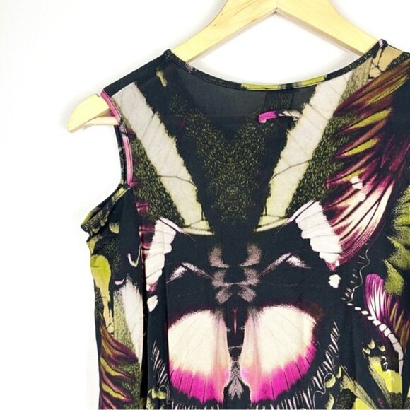 Y2k RARE Vintage Jean Paul Gaultier Soleil Fuzzi Butterfly Mid Length Dress XL - Picture 4 of 7